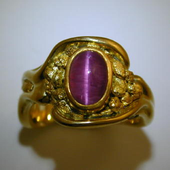 Pink Cat's-Eye Tourmaline Ring